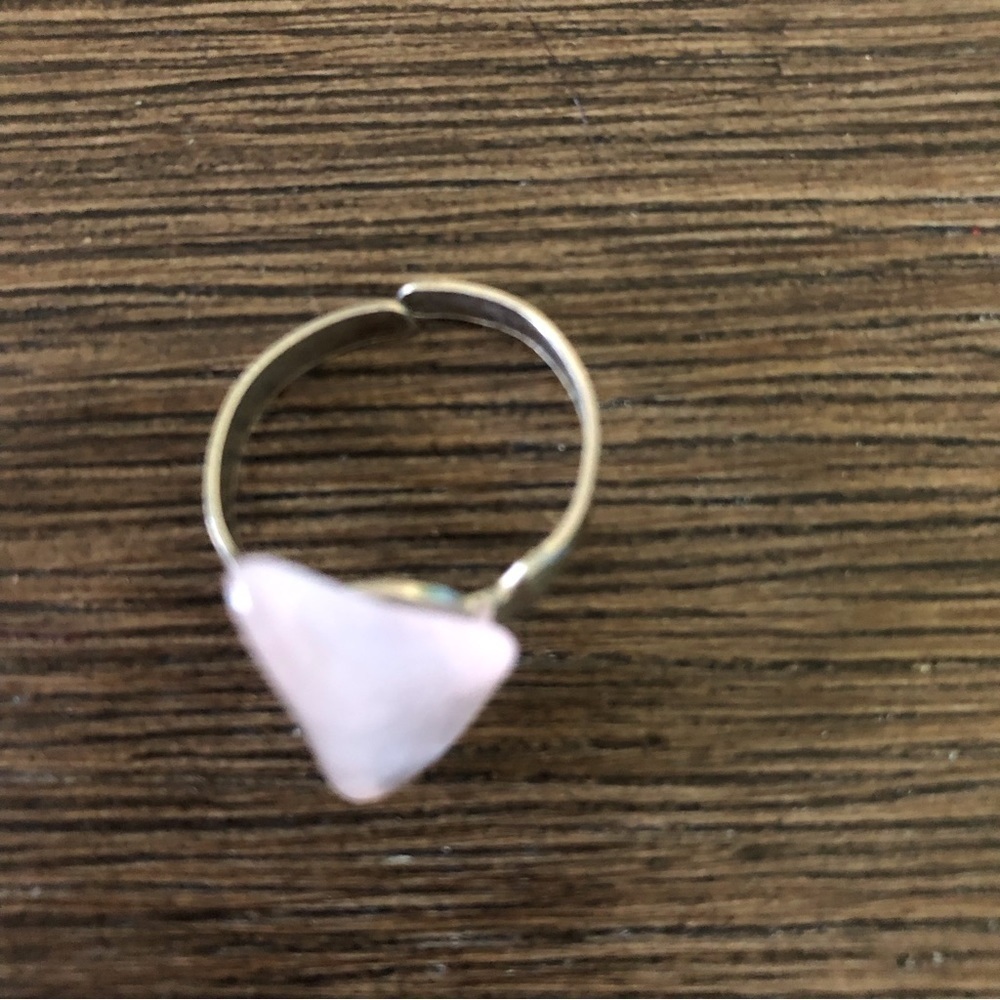 Sliver metal adjustable pink quartz ring